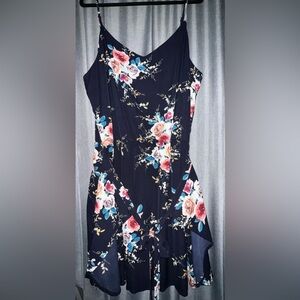 Grace Karin Spaghetti Strap Vneck Floral Sundress 2XL Navy Blue